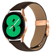 20mm Lychee Texture Rose Gold Turtle Back Buckle Leather Watch Band(Coffee Color)