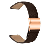 20mm Lychee Texture Rose Gold Turtle Back Buckle Leather Watch Band(Coffee Color)