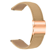 20mm Lychee Texture Rose Gold Turtle Back Buckle Leather Watch Band(Camel)