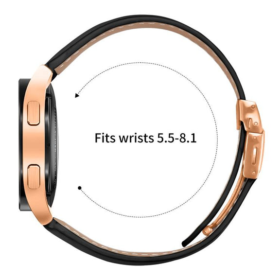20mm Lychee Texture Rose Gold Turtle Back Buckle Leather Watch Band(Pink)