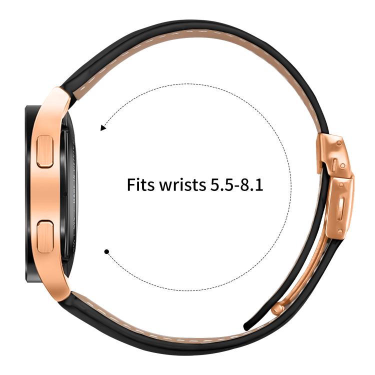 20mm Lychee Texture Rose Gold Turtle Back Buckle Leather Watch Band(Pink)