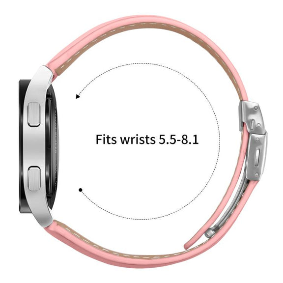 20mm Lychee Texture Silver Turtle Back Buckle Leather Watch Band(Pink)