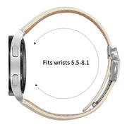 20mm Lychee Texture Silver Turtle Back Buckle Leather Watch Band(Creamy White)