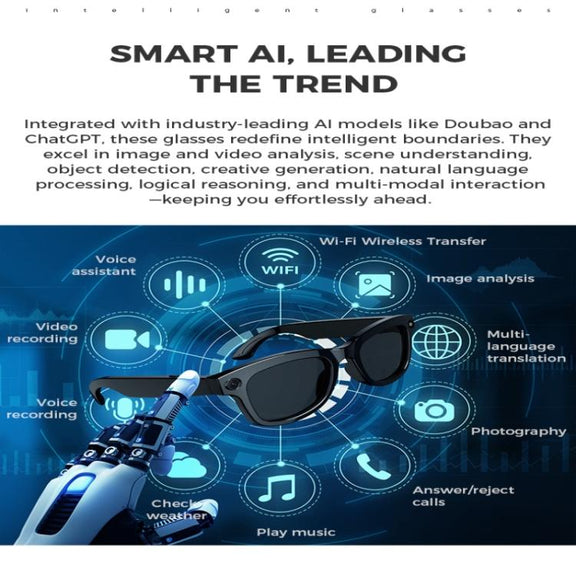 M01 Smart Glasses, with HD Camera, Support Bluetooth Call, AI Intelligent Translation(Black)