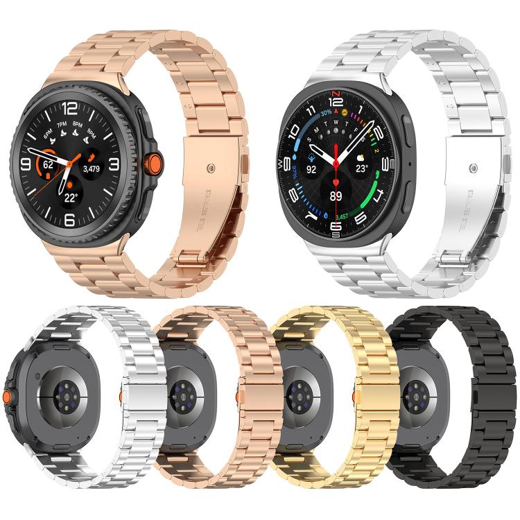 For Samsung Galaxy Watch 8 40 / 44mm Slim Three Beads Stainless Steel Watch Band(Gold)