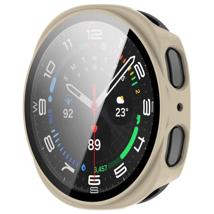 For Samsung Galaxy Watch 8 44mm Tempered Film Integrated PC Watch Cover(Ivory White)