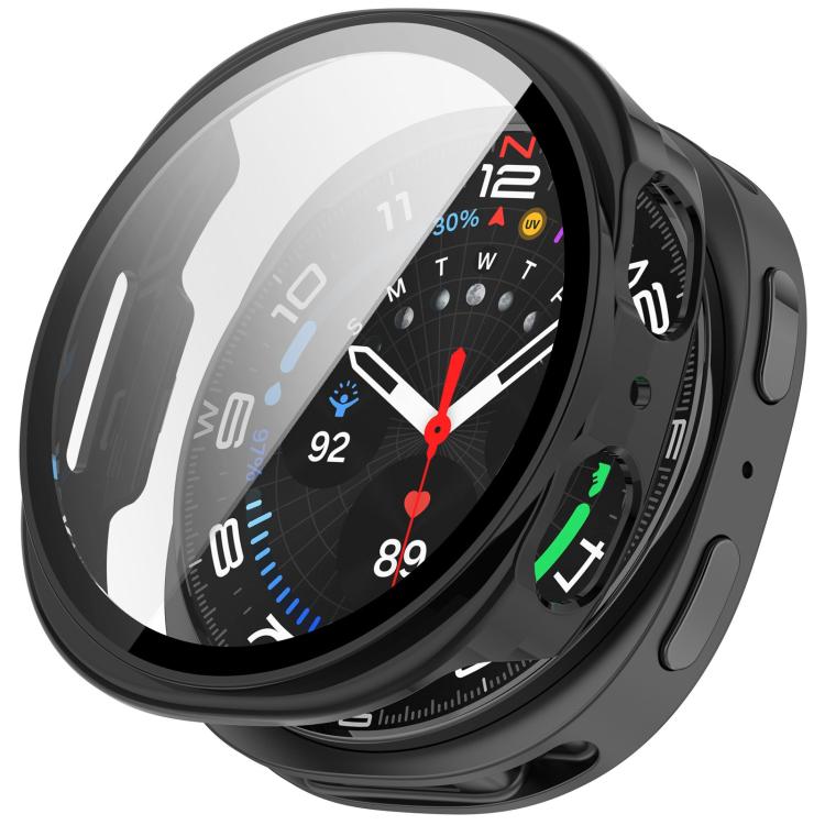 For Samsung Galaxy Watch 8 44mm Tempered Film Integrated PC Watch Cover(Glossy Black)