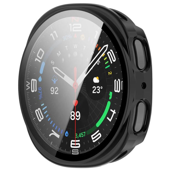 For Samsung Galaxy Watch 8 44mm Tempered Film Integrated PC Watch Cover(Glossy Black)