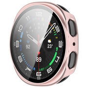 For Samsung Galaxy Watch 8 44mm Tempered Film Integrated PC Watch Cover(Frosted Pink)