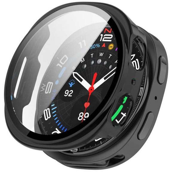 For Samsung Galaxy Watch 8 40mm Tempered Film Integrated PC Watch Cover(Glossy Black)