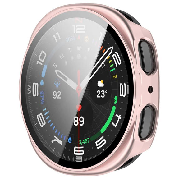 For Samsung Galaxy Watch 8 40mm Tempered Film Integrated PC Watch Cover(Frosted Pink)