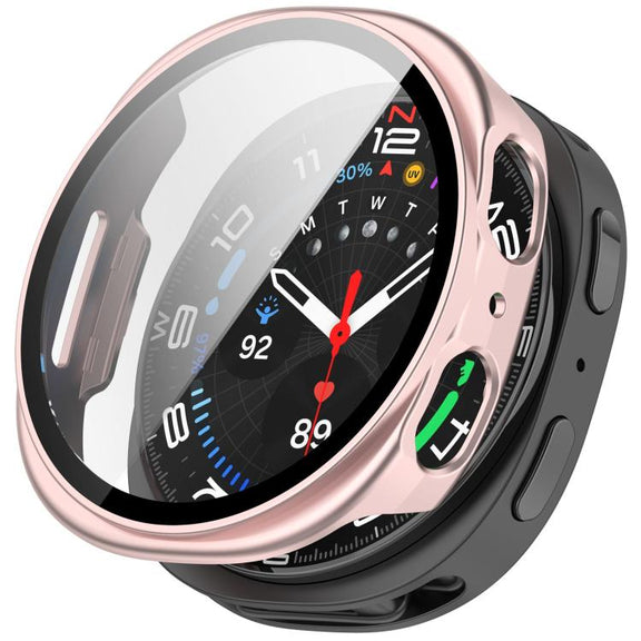 For Samsung Galaxy Watch 8 40mm Tempered Film Integrated PC Watch Cover(Frosted Pink)