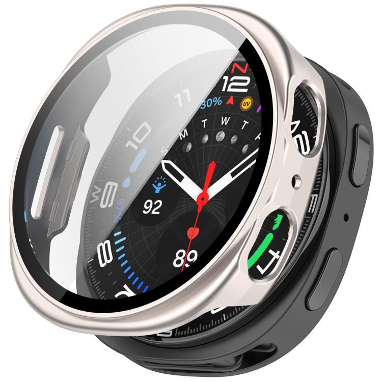 For Samsung Galaxy Watch 8 40mm Tempered Film Integrated PC Watch Cover(Frosted Starlight)