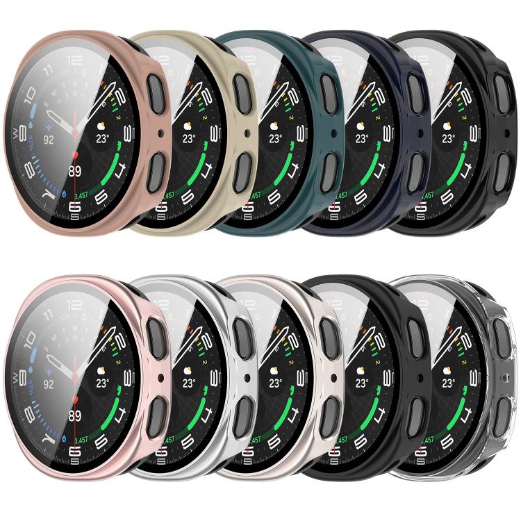 For Samsung Galaxy Watch 8 40mm Tempered Film Integrated PC Watch Cover(Frosted Silver)