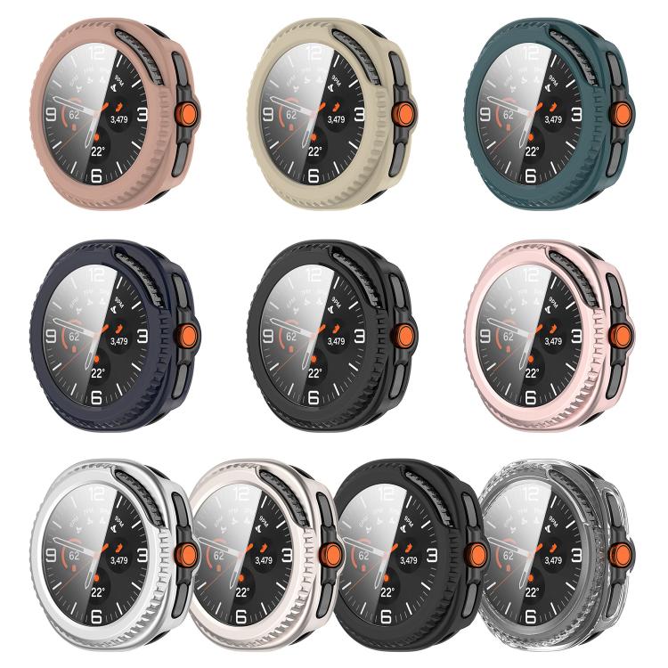 For Samsung Galaxy Watch 8 40mm Tempered Film Integrated PC Watch Cover(Frosted Silver)