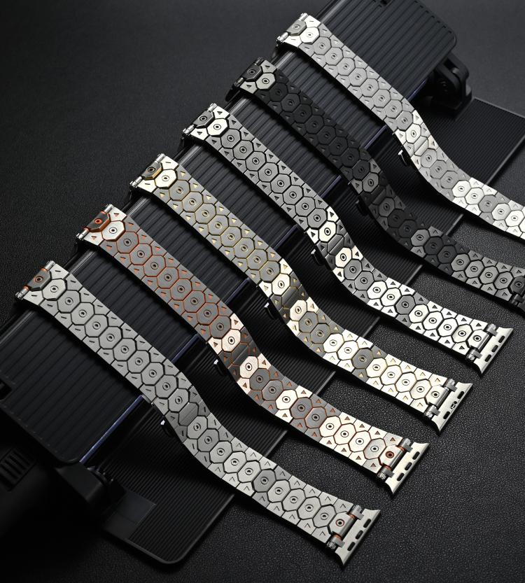 For Apple Watch 46mm / 49mm / 45mm / 44mm Octagonal Stainless Steel  Watch(Titanium)