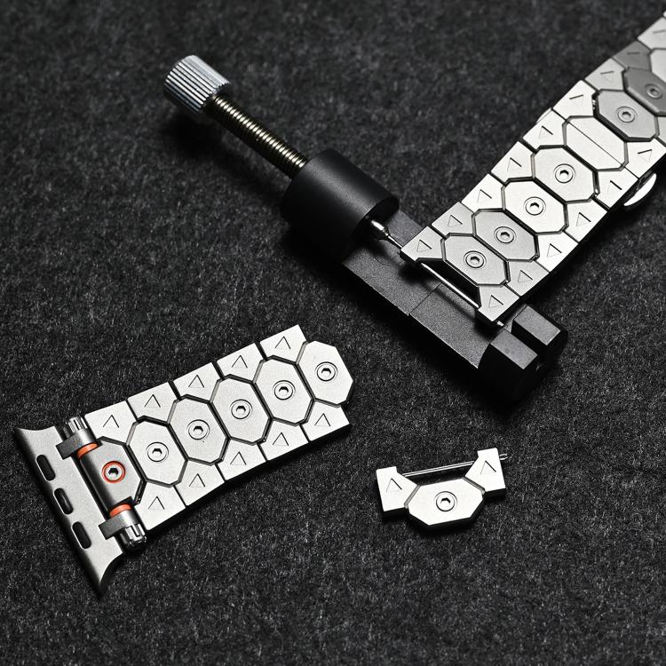 For Apple Watch 46mm / 49mm / 45mm / 44mm Octagonal Stainless Steel  Watch(Silver Inter Black)