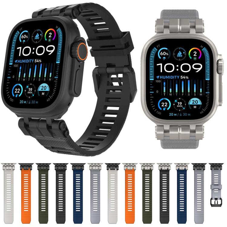 For Apple Watch 46mm / 49mm / 45mm / 44mm H016 Functional Series Twill Texture TPU Watch Band(Titanium Starlight)