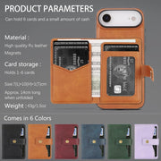 For iPhone 17 Air Kalebol Magnetic Button Card Bag MagSafe Ring Leather Phone Case(Brown)