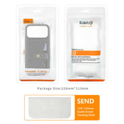 For iPhone 17 Pro Kalebol Magnetic Button Card Bag MagSafe Ring Leather Phone Case(Red)
