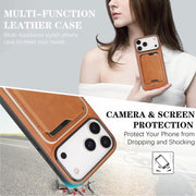 For iPhone 17 Pro Kalebol Slim MagSafe Ring Magnetic Card Bag Leather Phone Case(Brown)