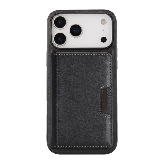For iPhone 17 Pro Max Kalebol Strong MagSafe Magnetic Two-Fold Card Bag Leather Phone Case(Black)