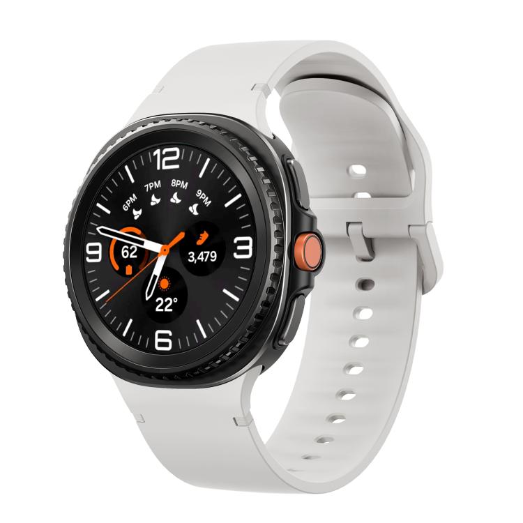 For Samsung Galaxy Watch8 / Watch8 Classic Solid Color Stitched Silicone Watch Band, Size:S(Lime White)