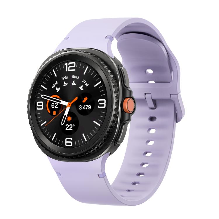 For Samsung Galaxy Watch8 / Watch8 Classic Solid Color Stitched Silicone Watch Band, Size:S(Official Purple)
