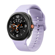 For Samsung Galaxy Watch8 / Watch8 Classic Solid Color Stitched Silicone Watch Band, Size:S(Official Purple)