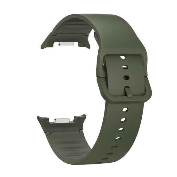 For Samsung Galaxy Watch8 / Watch8 Classic Solid Color Stitched Silicone Watch Band, Size:S(Army Green)
