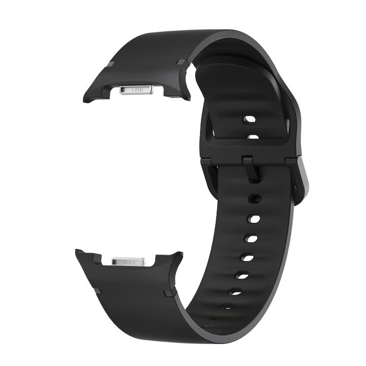 For Samsung Galaxy Watch8 / Watch8 Classic Solid Color Stitched Silicone Watch Band, Size:S(Black)