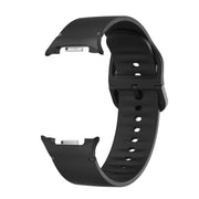 For Samsung Galaxy Watch8 / Watch8 Classic Solid Color Stitched Silicone Watch Band, Size:S(Black)