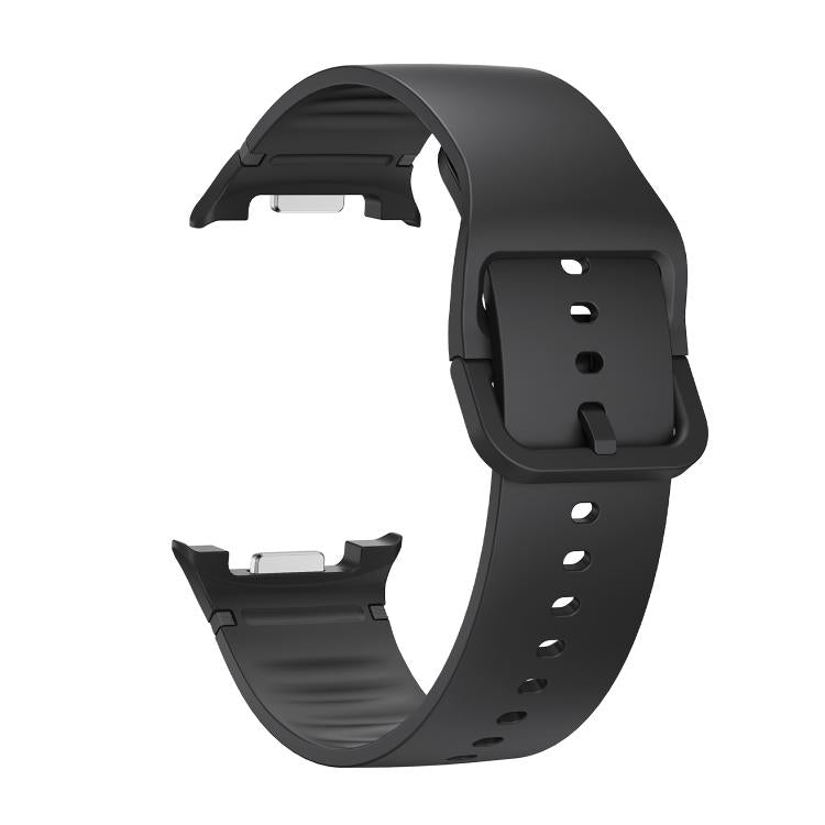 For Samsung Galaxy Watch8 / Watch8 Classic Solid Color Stitched Silicone Watch Band, Size:S(Black)