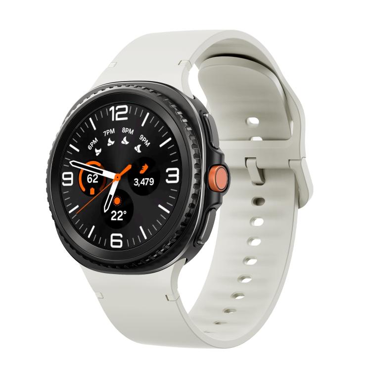 For Samsung Galaxy Watch8 / Watch8 Classic Solid Color Stitched Silicone Watch Band, Size:M(Beige)