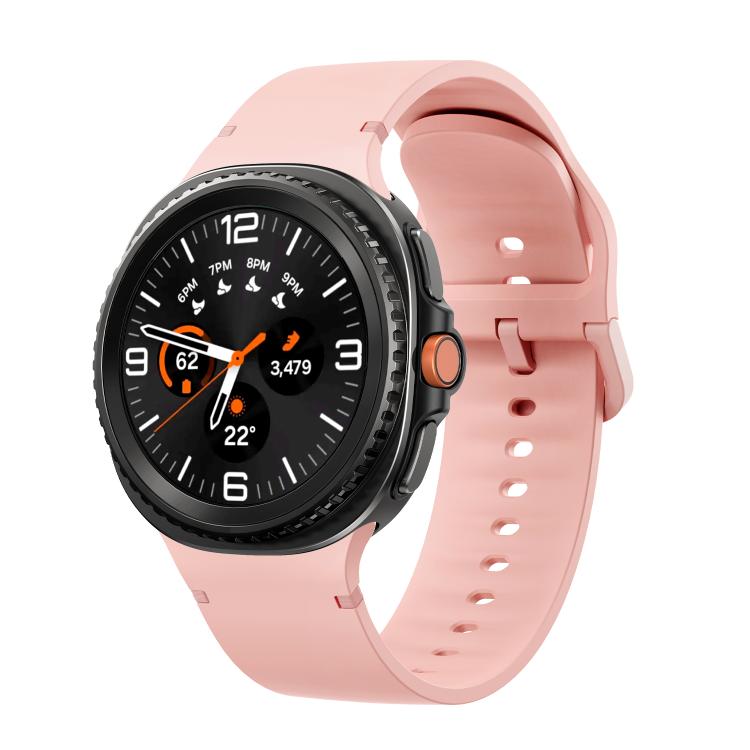 For Samsung Galaxy Watch8 / Watch8 Classic Solid Color Stitched Silicone Watch Band, Size:M(Pink)