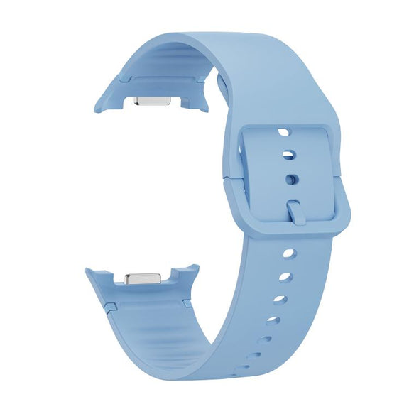 For Samsung Galaxy Watch8 / Watch8 Classic Solid Color Stitched Silicone Watch Band, Size:M(Light Blue)