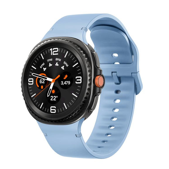 For Samsung Galaxy Watch8 / Watch8 Classic Solid Color Stitched Silicone Watch Band, Size:M(Light Blue)