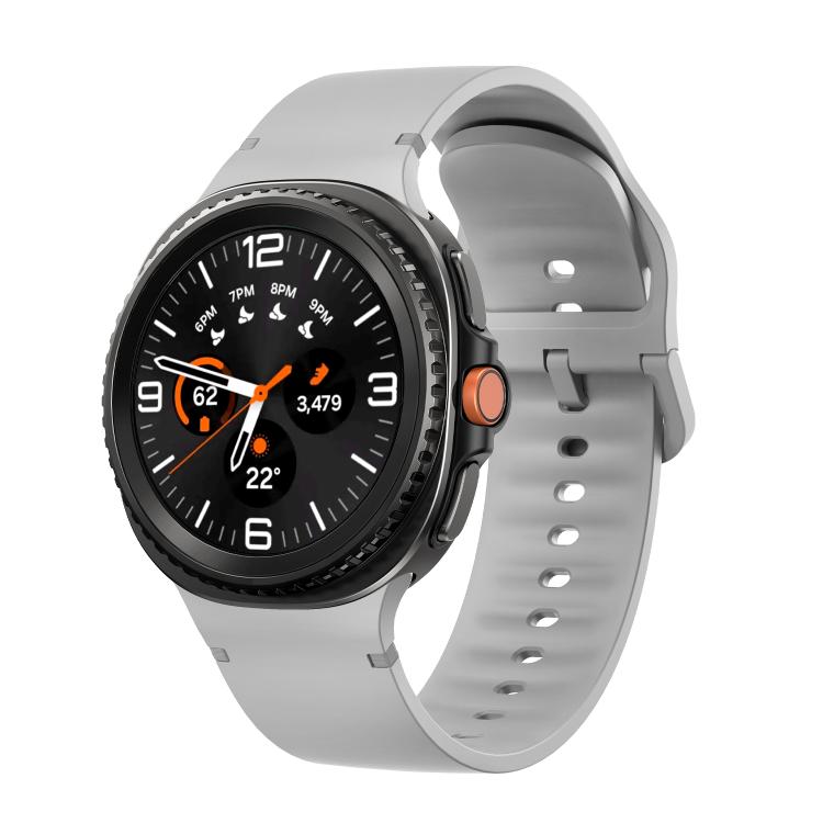 For Samsung Galaxy Watch8 / Watch8 Classic Solid Color Stitched Silicone Watch Band, Size:M(Gray)