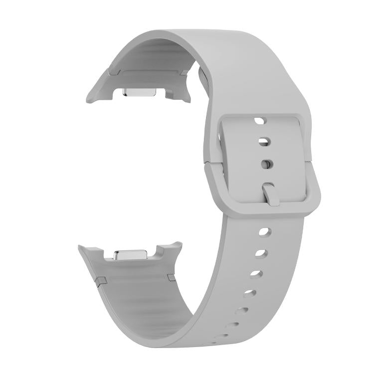 For Samsung Galaxy Watch8 / Watch8 Classic Solid Color Stitched Silicone Watch Band, Size:M(Gray)
