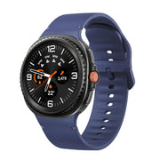 For Samsung Galaxy Watch8 / Watch8 Classic Solid Color Stitched Silicone Watch Band, Size:M(Midnight Blue)