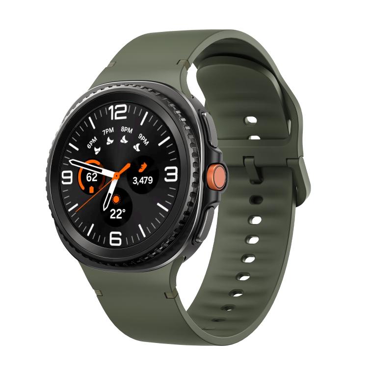 For Samsung Galaxy Watch8 / Watch8 Classic Solid Color Stitched Silicone Watch Band, Size:M(Army Green)
