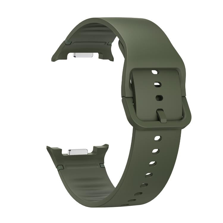 For Samsung Galaxy Watch8 / Watch8 Classic Solid Color Stitched Silicone Watch Band, Size:M(Army Green)