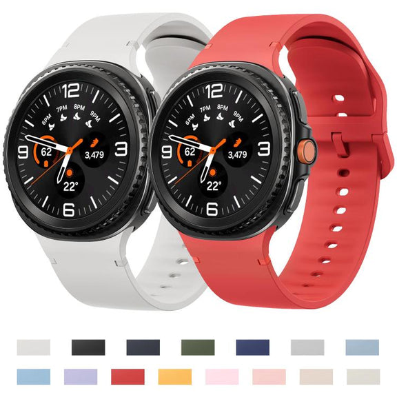 For Samsung Galaxy Watch8 / Watch8 Classic Solid Color Stitched Silicone Watch Band, Size:S(Gray)