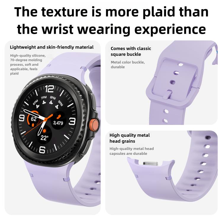 For Samsung Galaxy Watch8 / Watch8 Classic Solid Color Stitched Silicone Watch Band, Size:S(Gray)