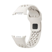 For Samsung Galaxy Watch8 / Watch8 Classic Hole Style Black Reverse Buckle Silicone Watch Band(Beige)