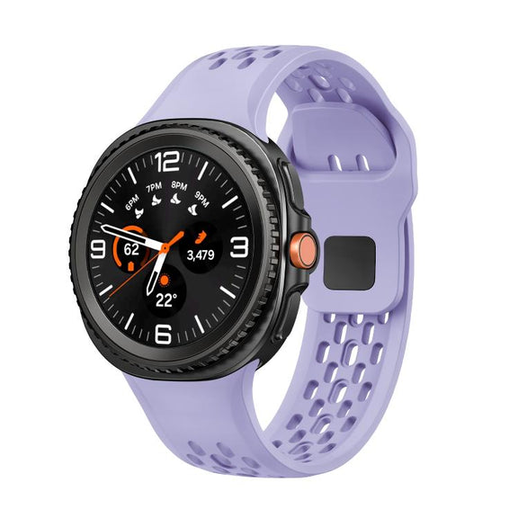 For Samsung Galaxy Watch8 / Watch8 Classic Hole Style Black Reverse Buckle Silicone Watch Band(Purple)