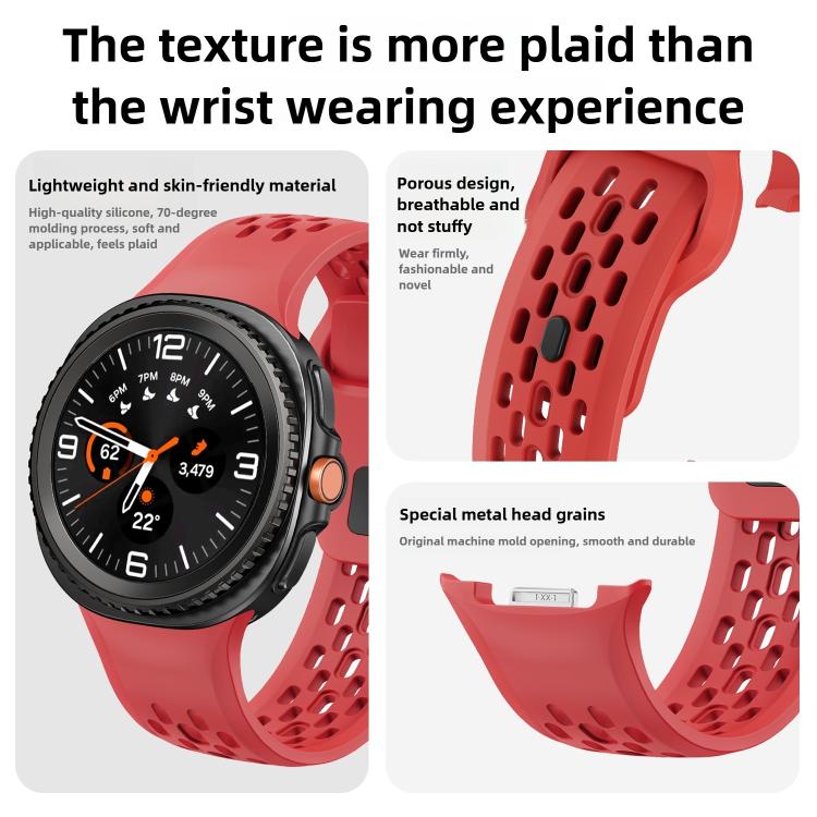 For Samsung Galaxy Watch8 / Watch8 Classic Hole Style Black Reverse Buckle Silicone Watch Band(Light Blue)