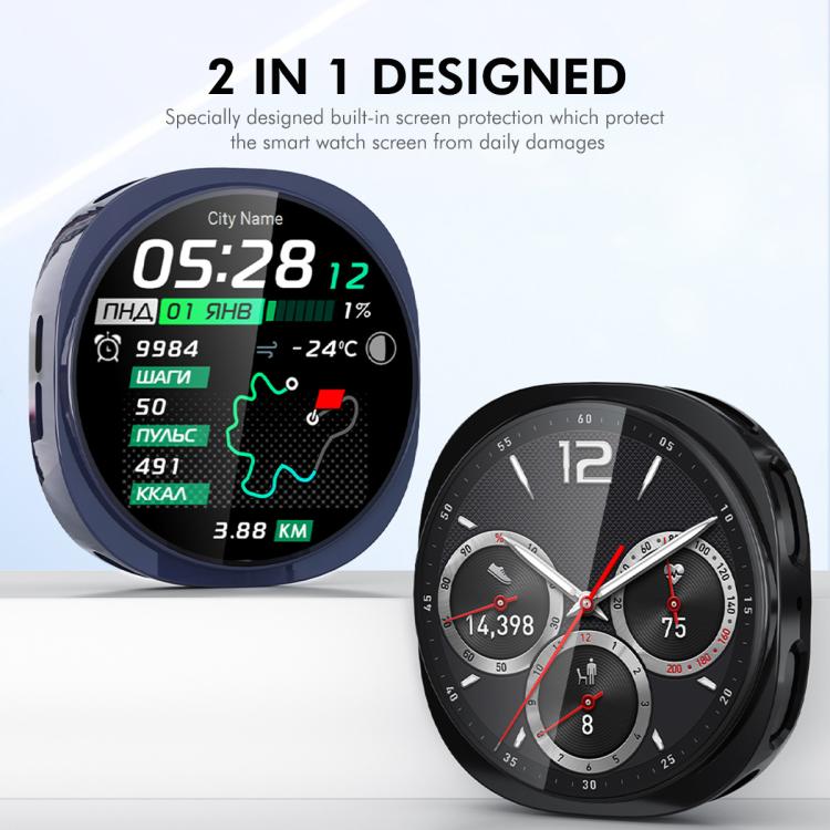 For Samsung Galaxy Watch8 44mm ENKAY Hat-Prince Full Coverage Electroplated Soft TPU Case with Screen Protection(Blue)