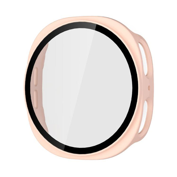 For Samsung Galaxy Watch8 44mm ENKAY Hat-Prince Full Coverage Tempered Glass Film Integrated PC Watch Case(Sand Pink)