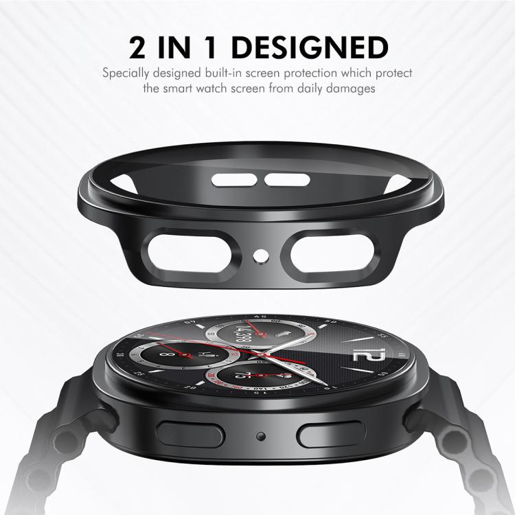 For Samsung Galaxy Watch8 40mm ENKAY Hat-Prince Full Coverage Tempered Glass Film Integrated PC Watch Case(Blue)